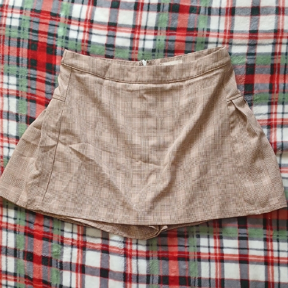Altar'd State Pants - Brown Plaid Mini Skort